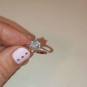 Elegant 925 Sterling Silver Ring – Moissanite Look Stones – Dainty Jewelry